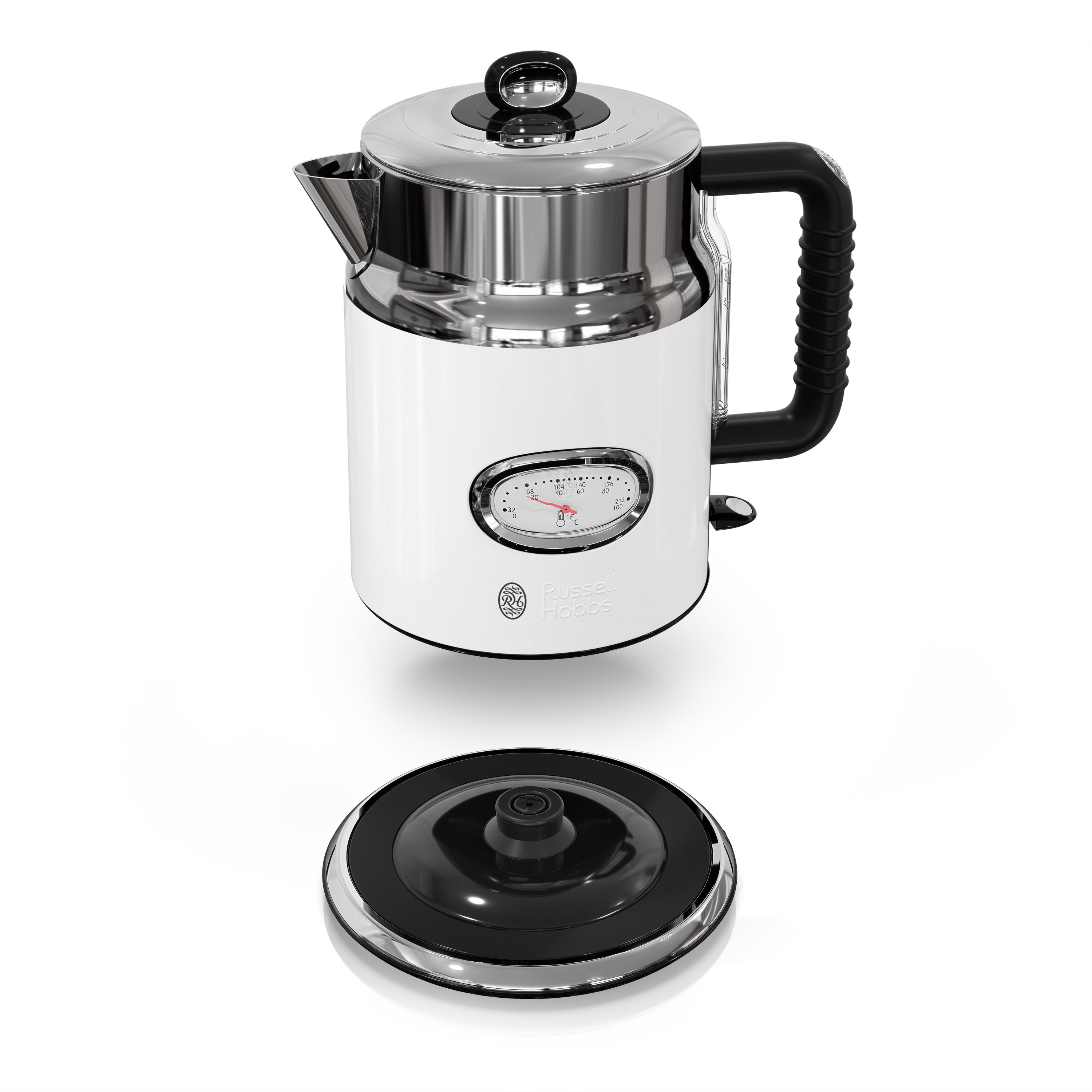 Retro Style 1.7L Electric Kettle White Stainless Steel